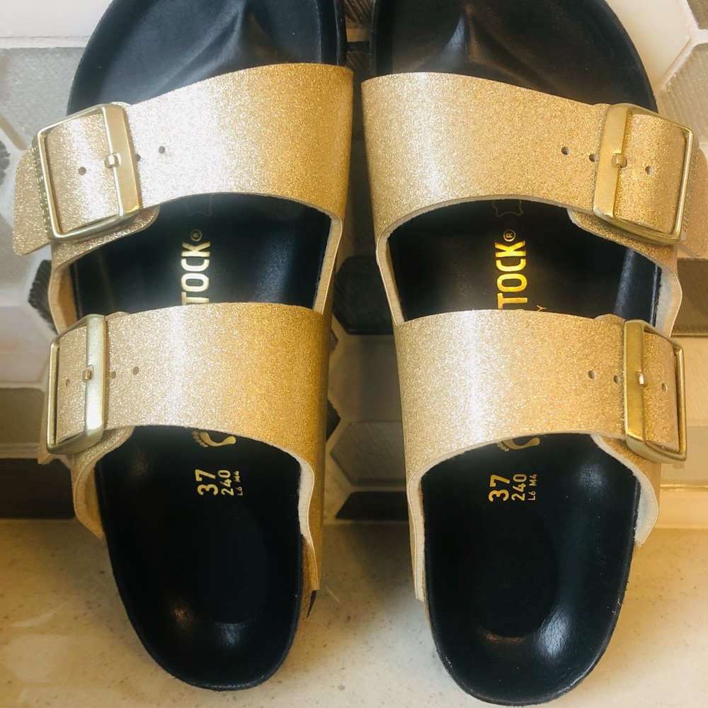 Birkenstock Arizona Hex Gold Glitter